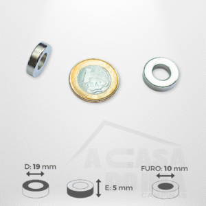 Anel de Neodímio - Ø 19 x 5mm - Furo 10mm