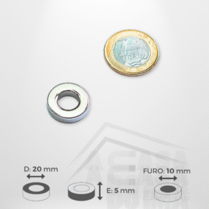 Anel de Neodímio - Ø 20 x 5mm - Furo 10mm