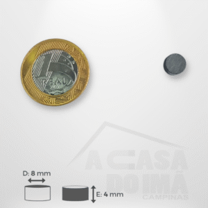 Ímã Ferrite Cilíndrico - Ø 8 x 4mm