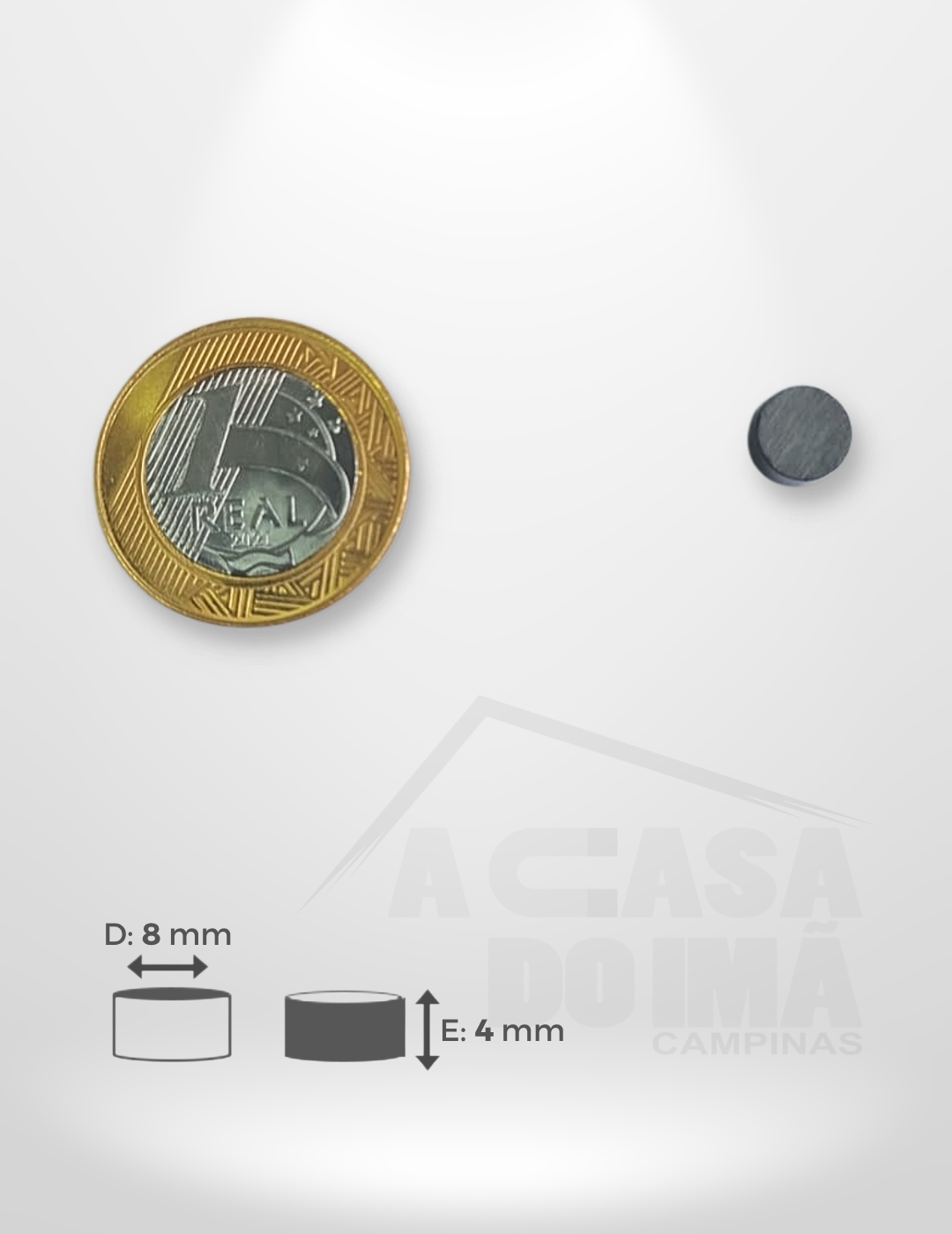 Ímã Ferrite Cilíndrico - Ø 8 x 4mm