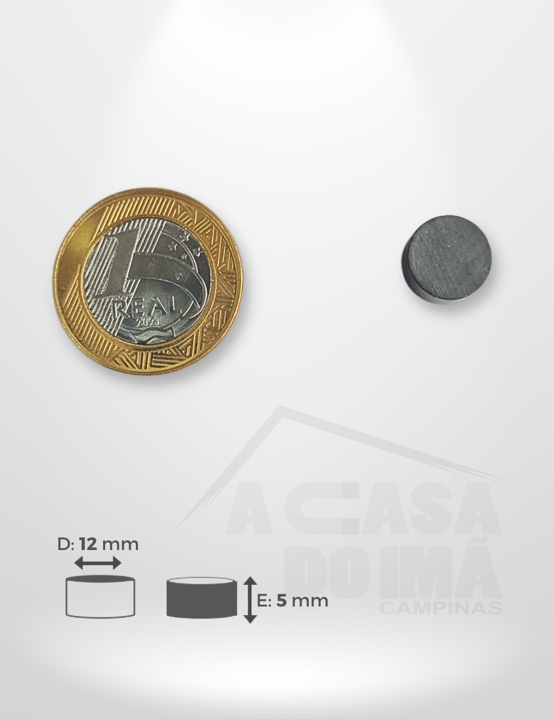 Ímã Ferrite Cilíndrico - Ø 12 x 5mm