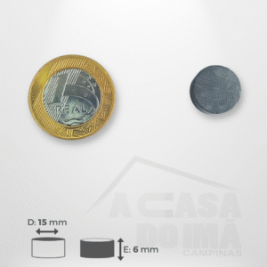 Ímã Ferrite Cilíndrico - Ø 15 x 6mm