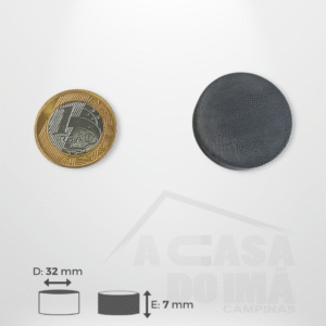 Ímã Ferrite Cilíndrico - Ø 32 x 7mm