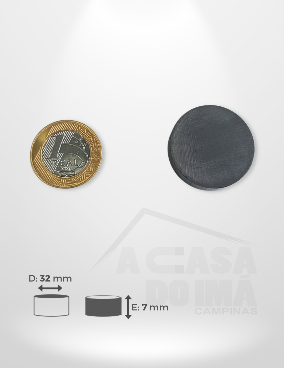 Ímã Ferrite Cilíndrico - Ø 32 x 7mm