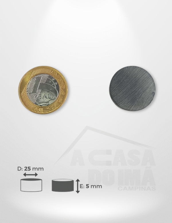 Ímã Ferrite Cilíndrico - Ø 25 x 5mm