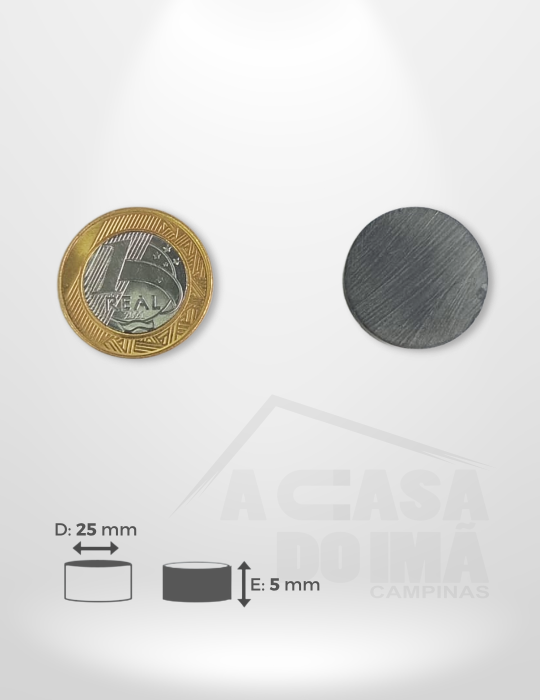 Ímã Ferrite Cilíndrico - Ø 25 x 5mm