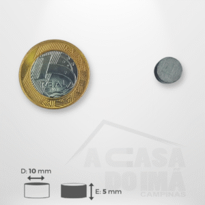 Ímã Ferrite Cilíndrico - Ø 10 x 5mm