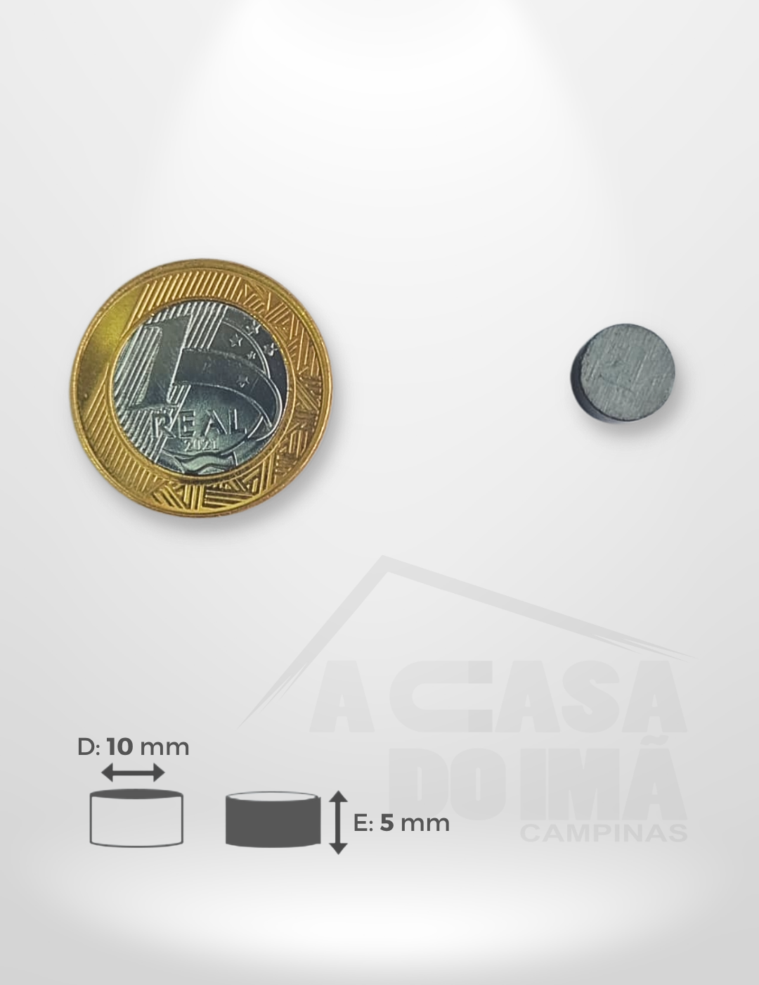 Ímã Ferrite Cilíndrico - Ø 10 x 5mm