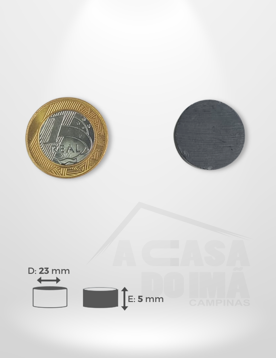 Ímã Ferrite Cilíndrico - Ø 23 x 5mm