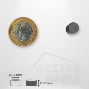 Ímã Ferrite Cilíndrico - Ø 10 x 10mm