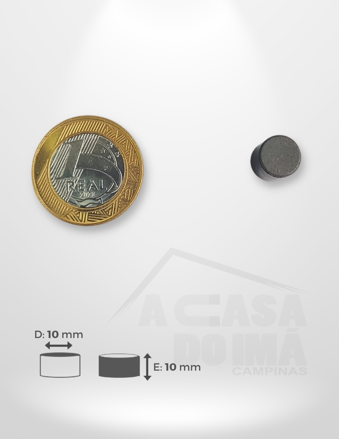 Ímã Ferrite Cilíndrico - Ø 10 x 10mm