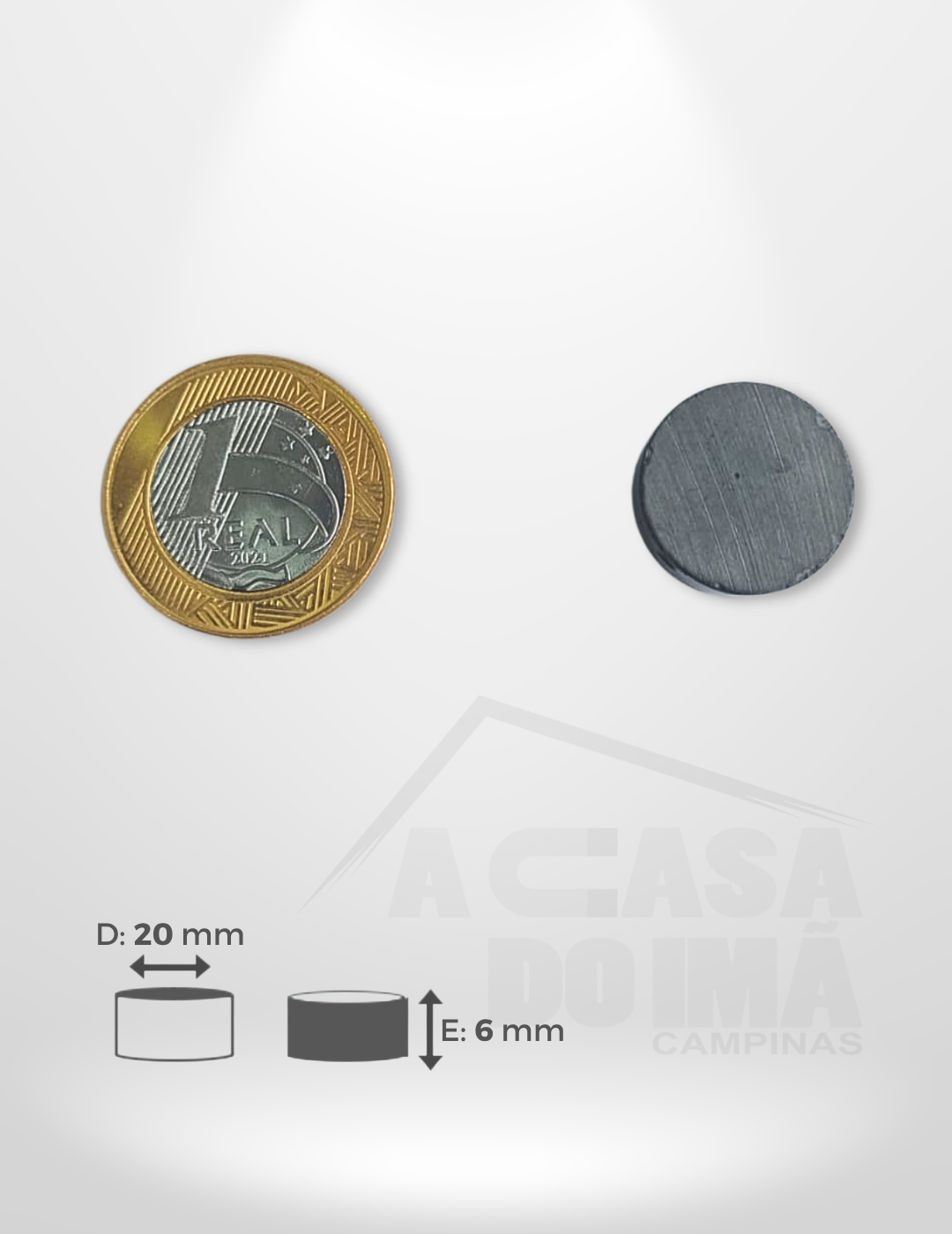 Ímã Ferrite Cilíndrico - Ø 20 x 6mm