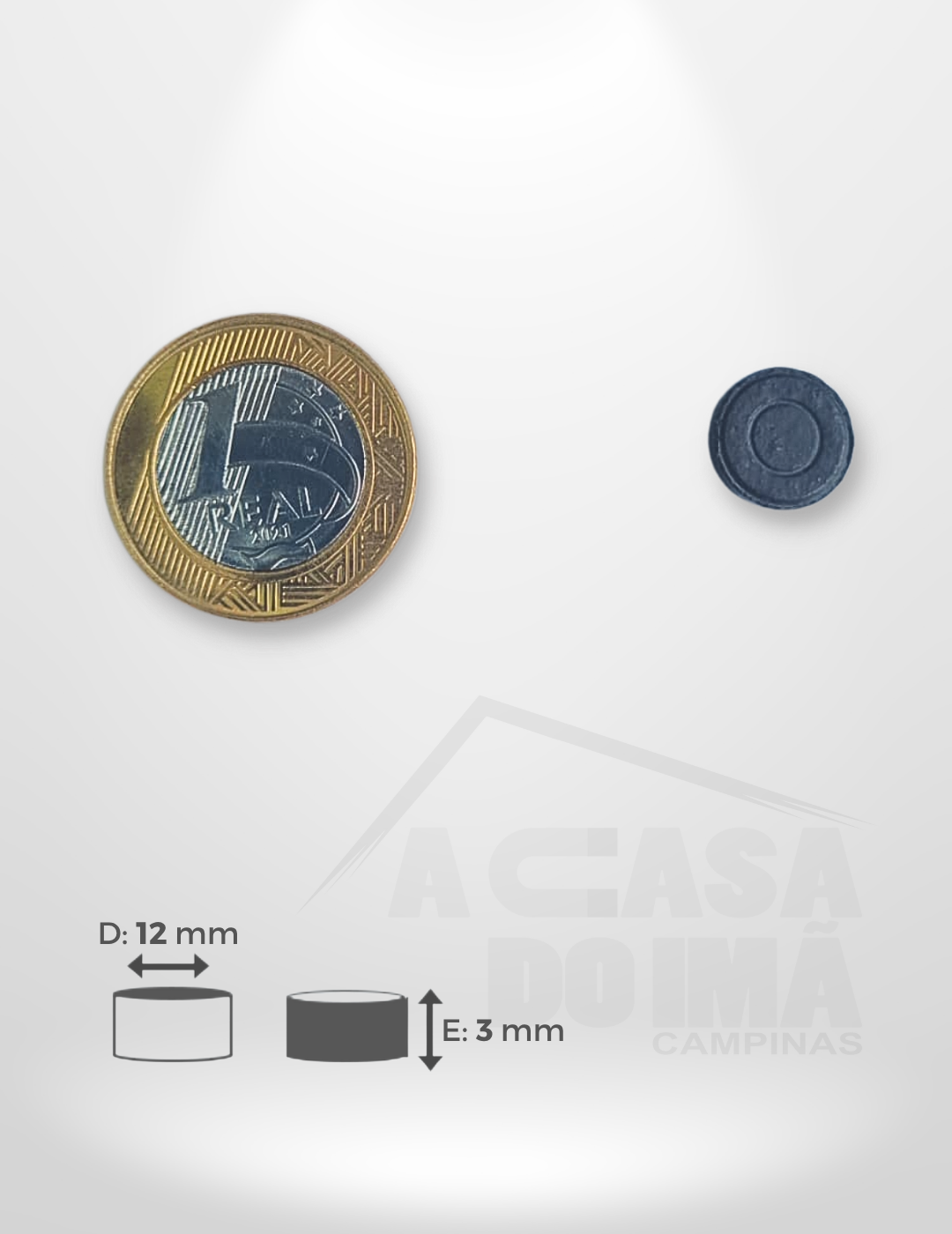 Ímã para Artesanato - Ø 12 x 3mm (100 peças)