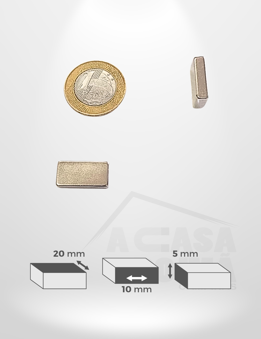 Ímã de Neodímio Retangular - 20 x 10 x 5mm