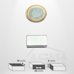 Ímã de Neodímio Retangular - 25 x 15 x 5mm