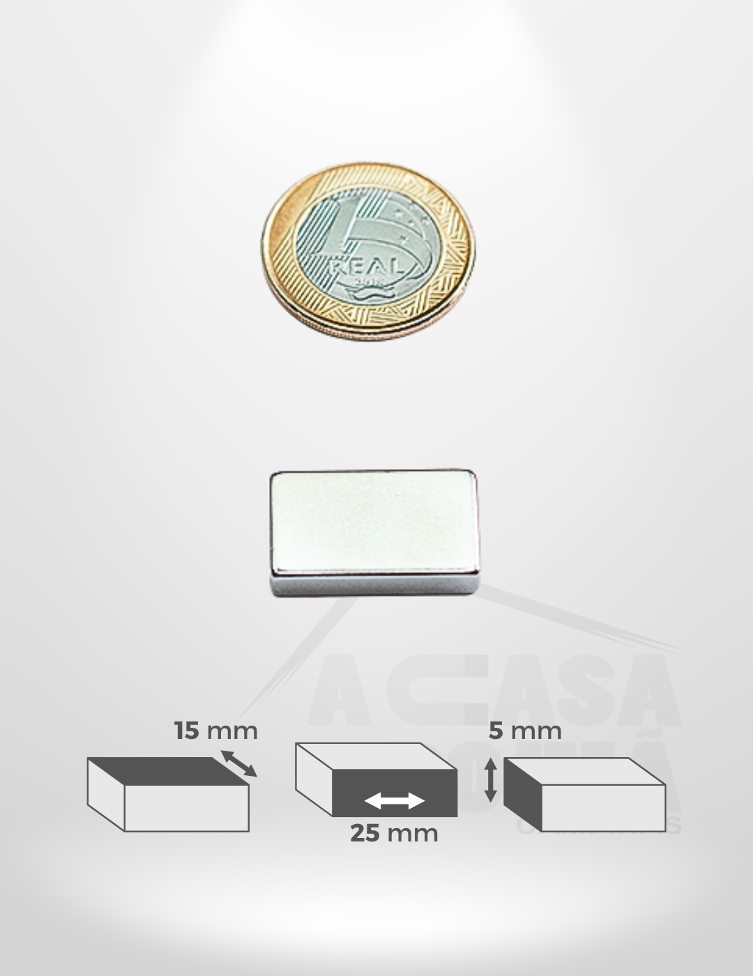 Ímã de Neodímio Retangular - 25 x 15 x 5mm