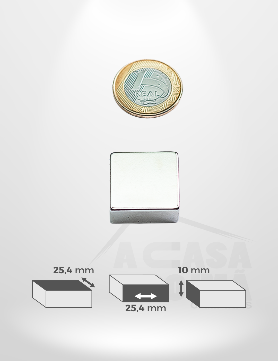 Ímã de Neodímio Retangular - 25,4 x 25,4 x 10mm