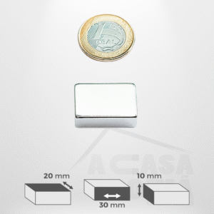 Ímã de Neodímio Retangular - 30 x 20 x 10mm