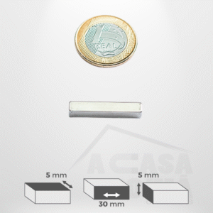 Ímã de Neodímio Retangular - 30 x 5 x 5mm