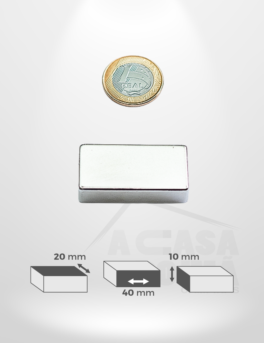 Ímã de Neodímio Retangular - 40 x 20 x 10mm