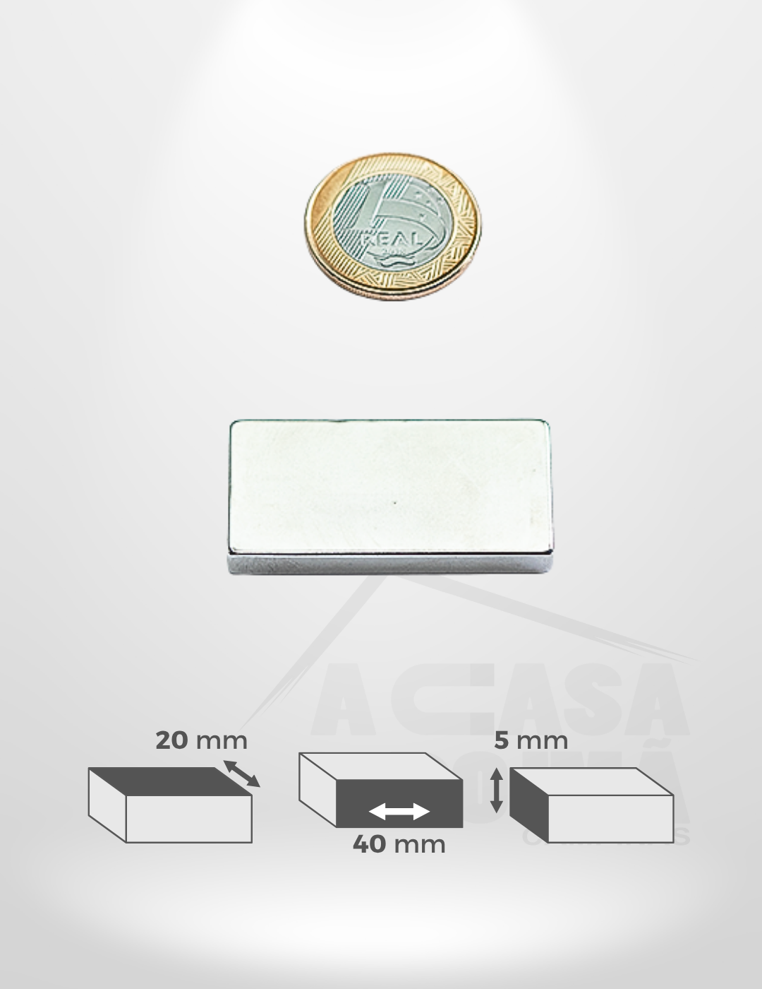 Ímã de Neodímio Retangular - 40 x 20 x 5mm