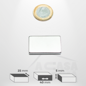 Ímã de Neodímio Retangular - 40 x 25 x 5mm