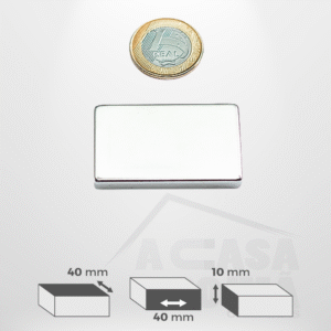 Ímã de Neodímio Retangular - 40 x 40 x 10mm