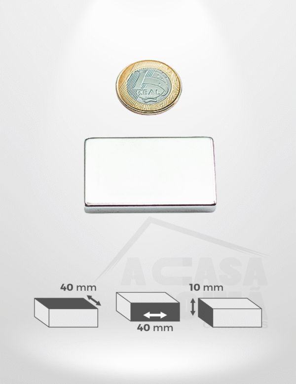 Ímã de Neodímio Retangular - 40 x 40 x 10mm