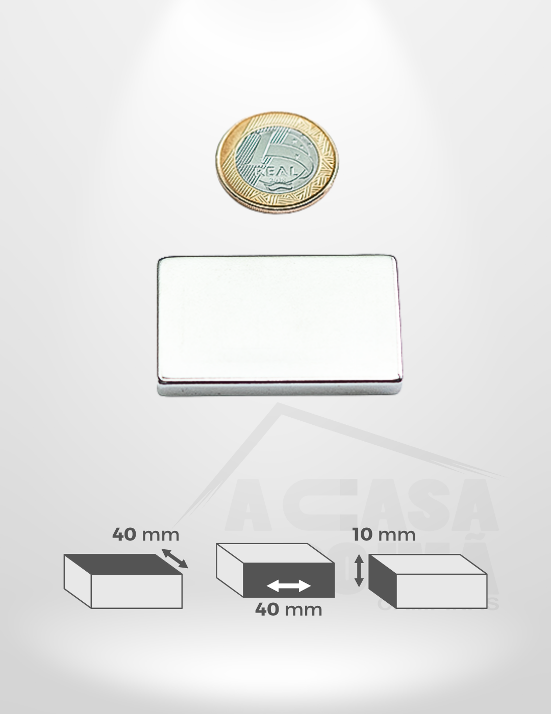 Ímã de Neodímio Retangular - 40 x 40 x 10mm