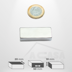 Ímã de Neodímio Retangular - 50 x 20 x 10mm
