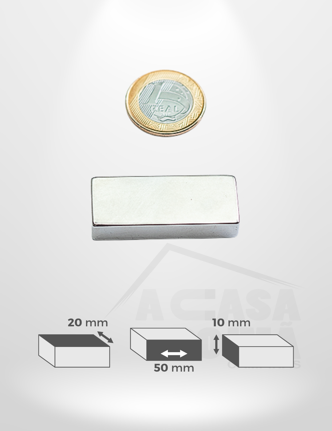 Ímã de Neodímio Retangular - 50 x 20 x 10mm