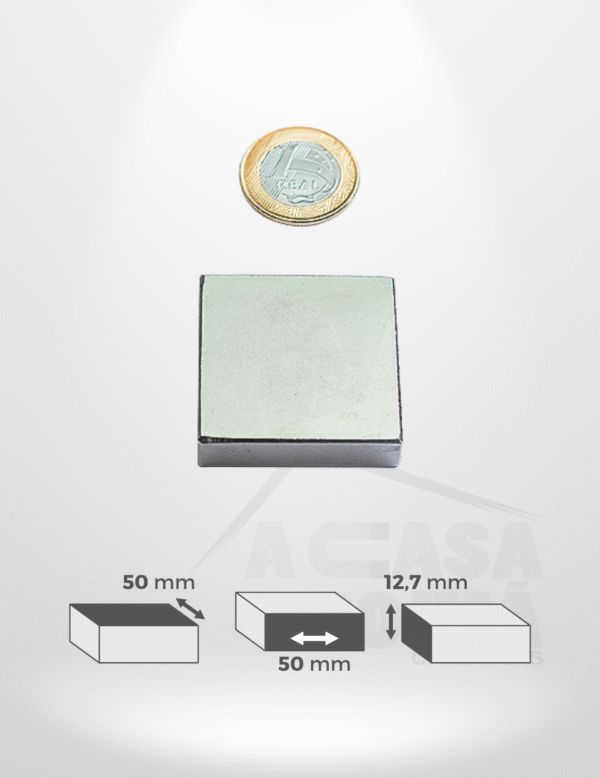 Ímã de Neodímio Retangular - 50 x 50 x 12,7mm