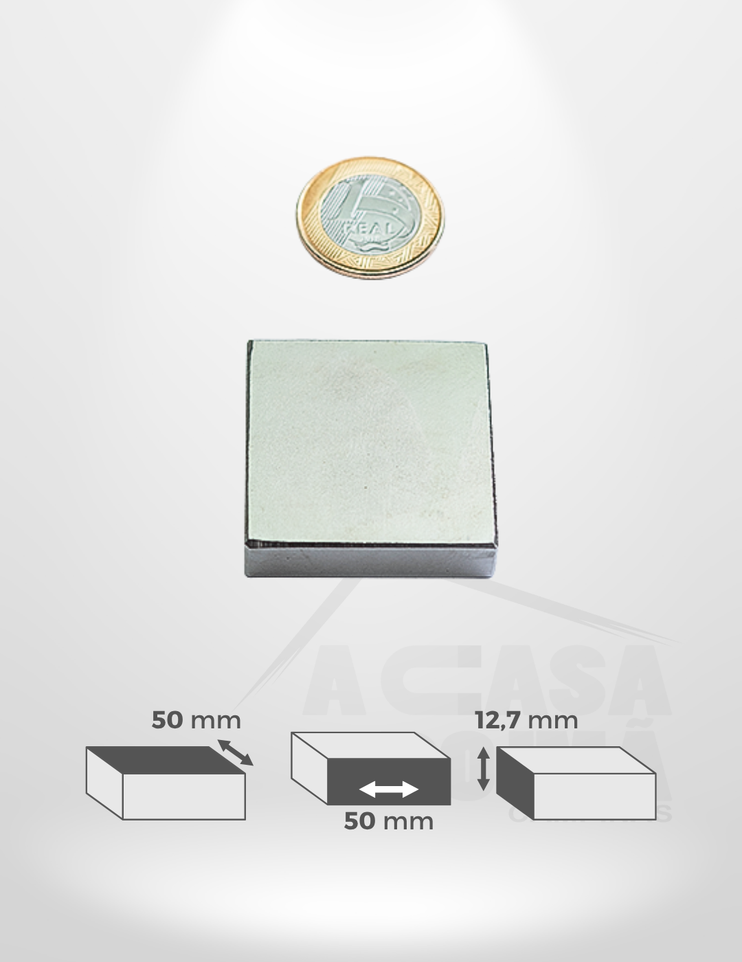 Ímã de Neodímio Retangular - 50 x 50 x 12,7mm