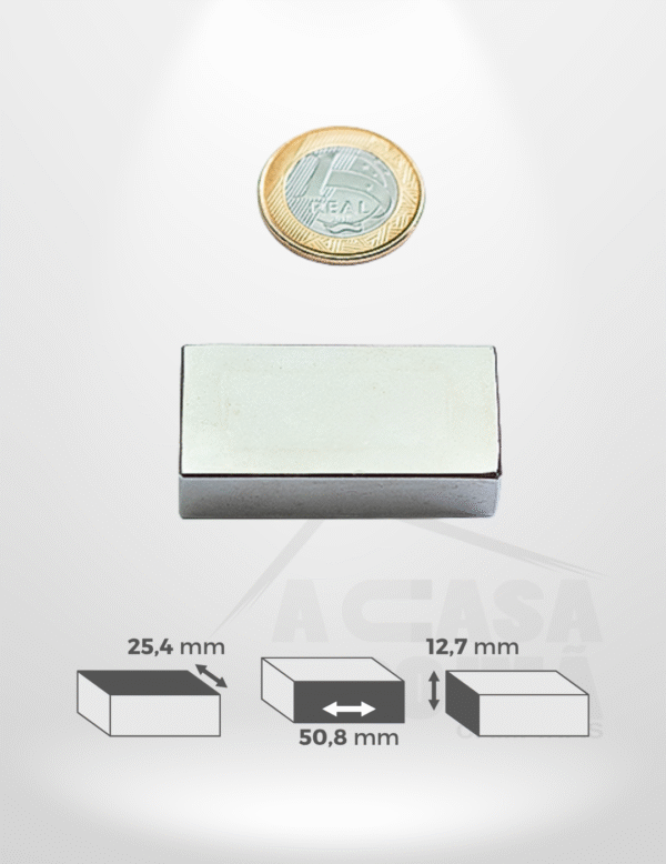 Ímã de Neodímio Retangular - 50,8 x 25,4 x 12,7mm