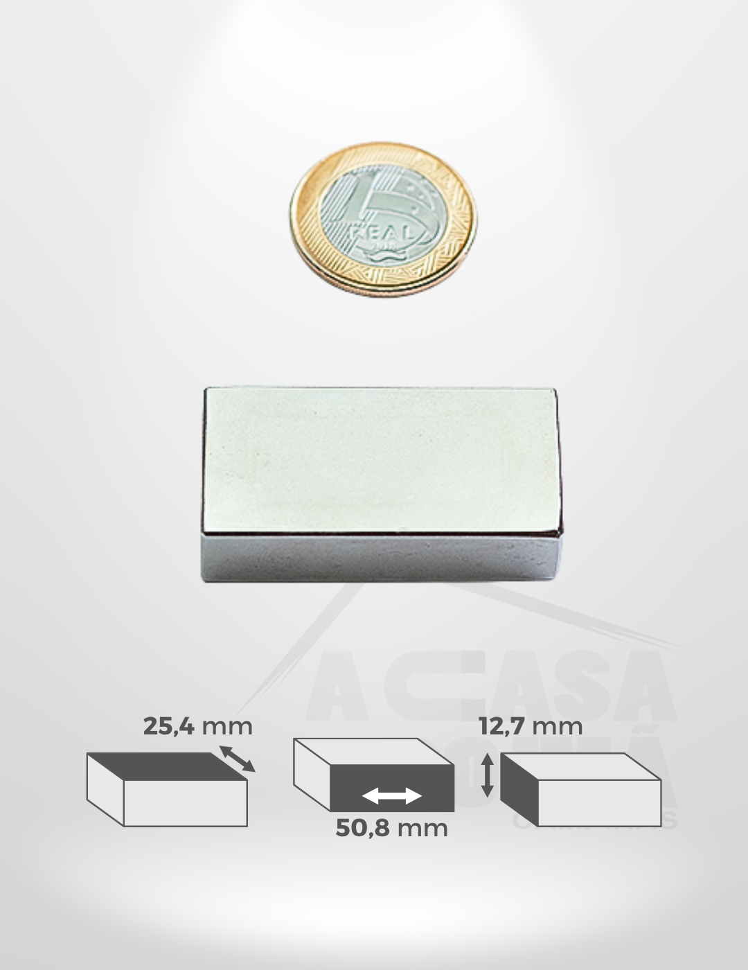 Ímã de Neodímio Retangular - 50,8 x 25,4 x 12,7mm