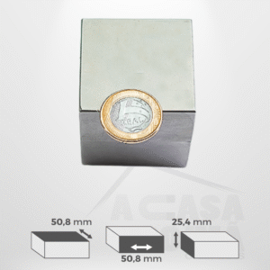 Ímã de Neodímio Retangular - 50,8 x 50,8 x 25,4mm