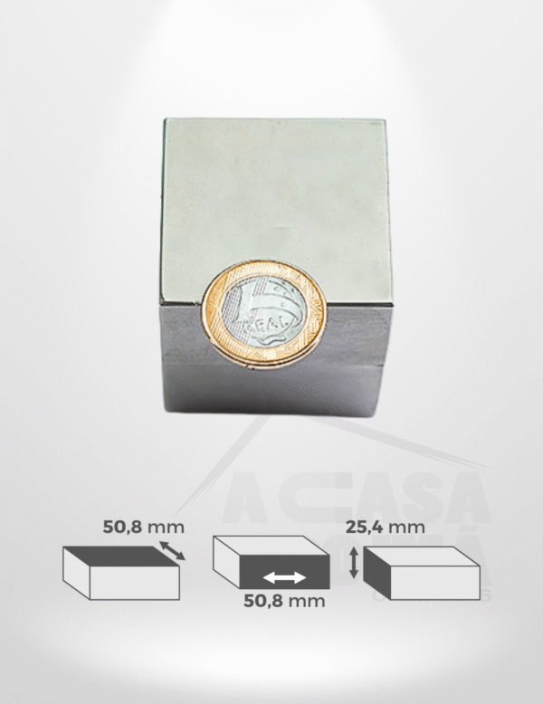 Ímã de Neodímio Retangular - 50,8 x 50,8 x 25,4mm