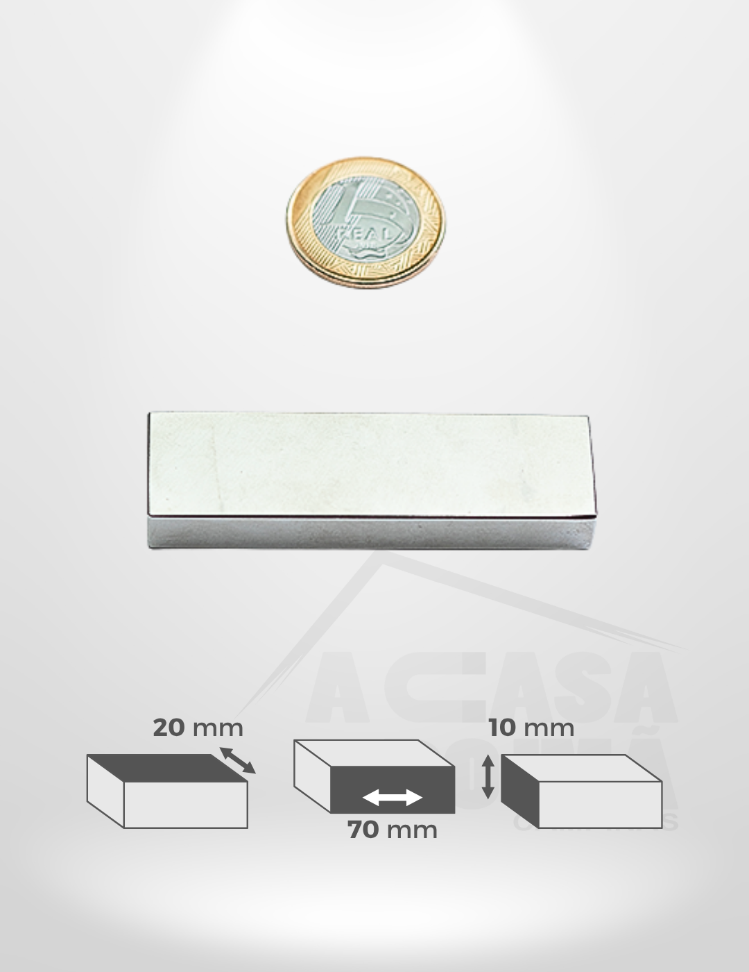 Ímã de Neodímio Retangular - 70 x 20 x 10mm