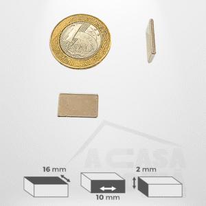 Ímã de Neodímio Retangular - 16 x 10 x 2mm