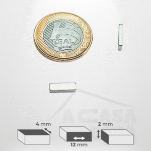Ímã de Neodímio Retangular - 12 x 4 x 2mm