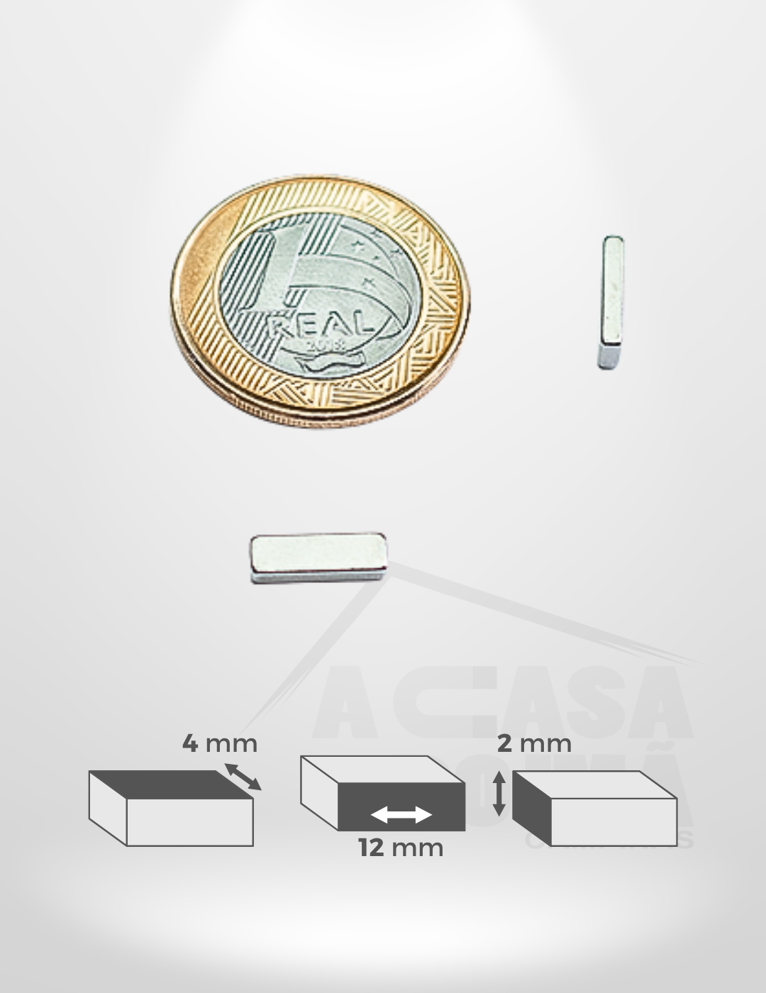 Ímã de Neodímio Retangular - 12 x 4 x 2mm