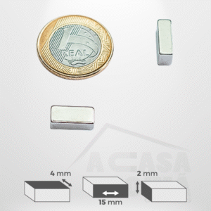 Ímã de Neodímio Retangular - 15 x 4 x 2mm