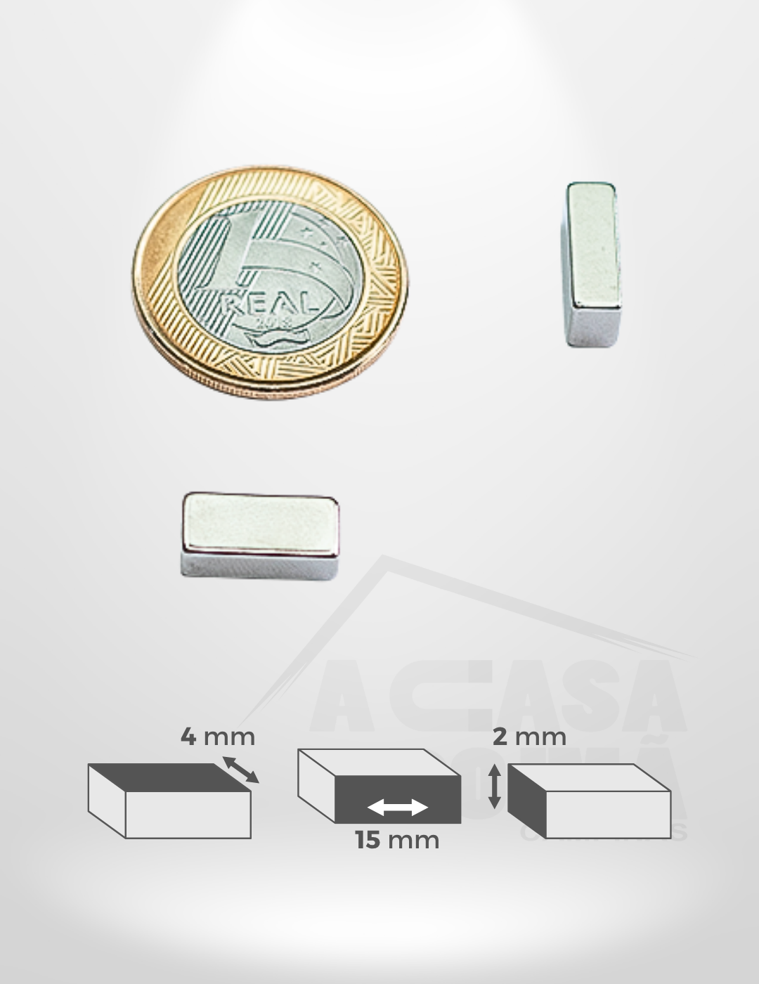 Ímã de Neodímio Retangular - 15 x 4 x 2mm