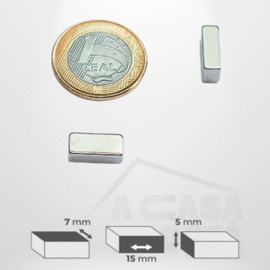Ímã de Neodímio Retangular - 15 x 7 x 5mm