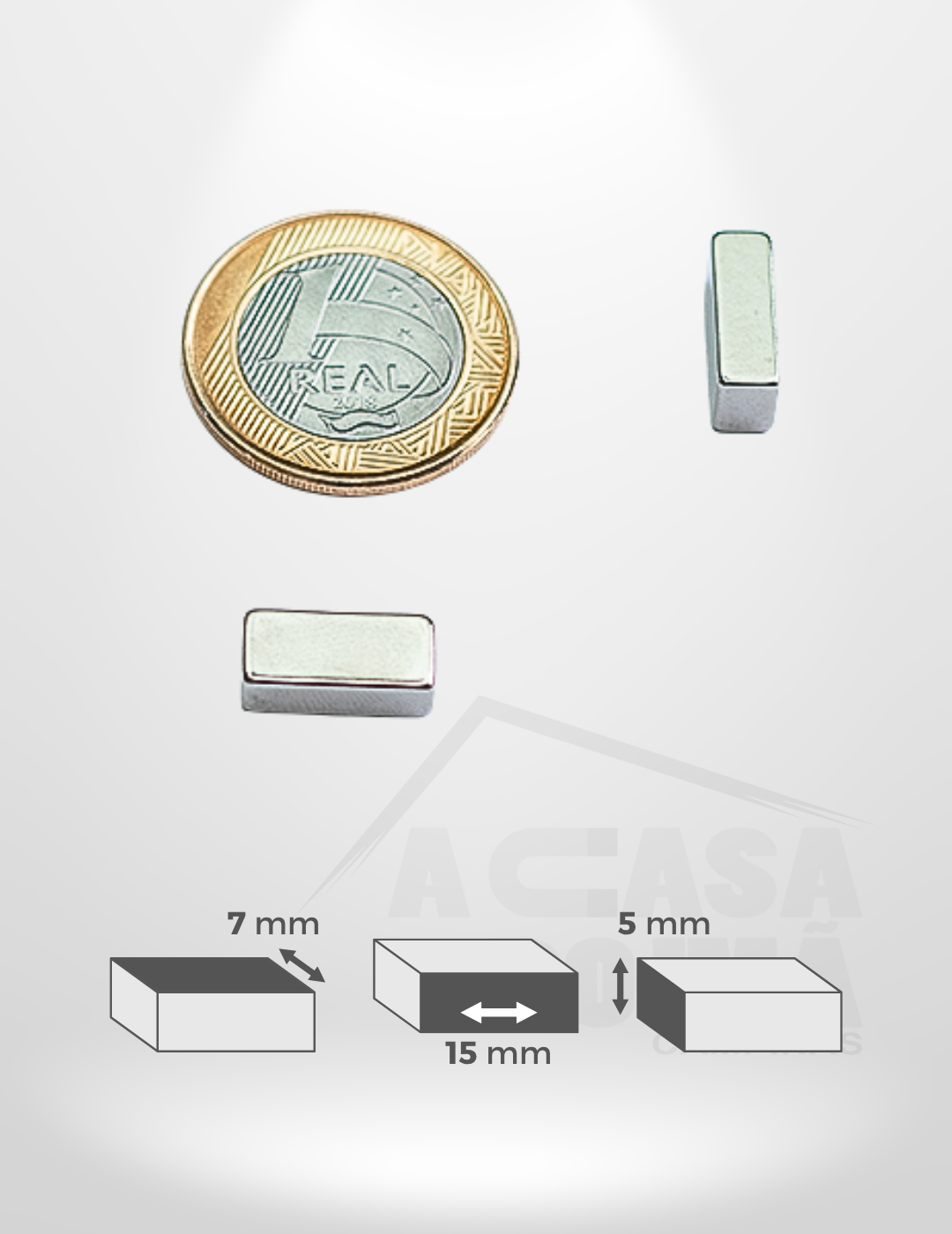 Ímã de Neodímio Retangular - 15 x 7 x 5mm