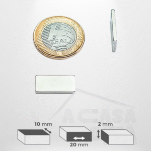 Ímã de Neodímio Retangular - 20 x 10 x 2mm