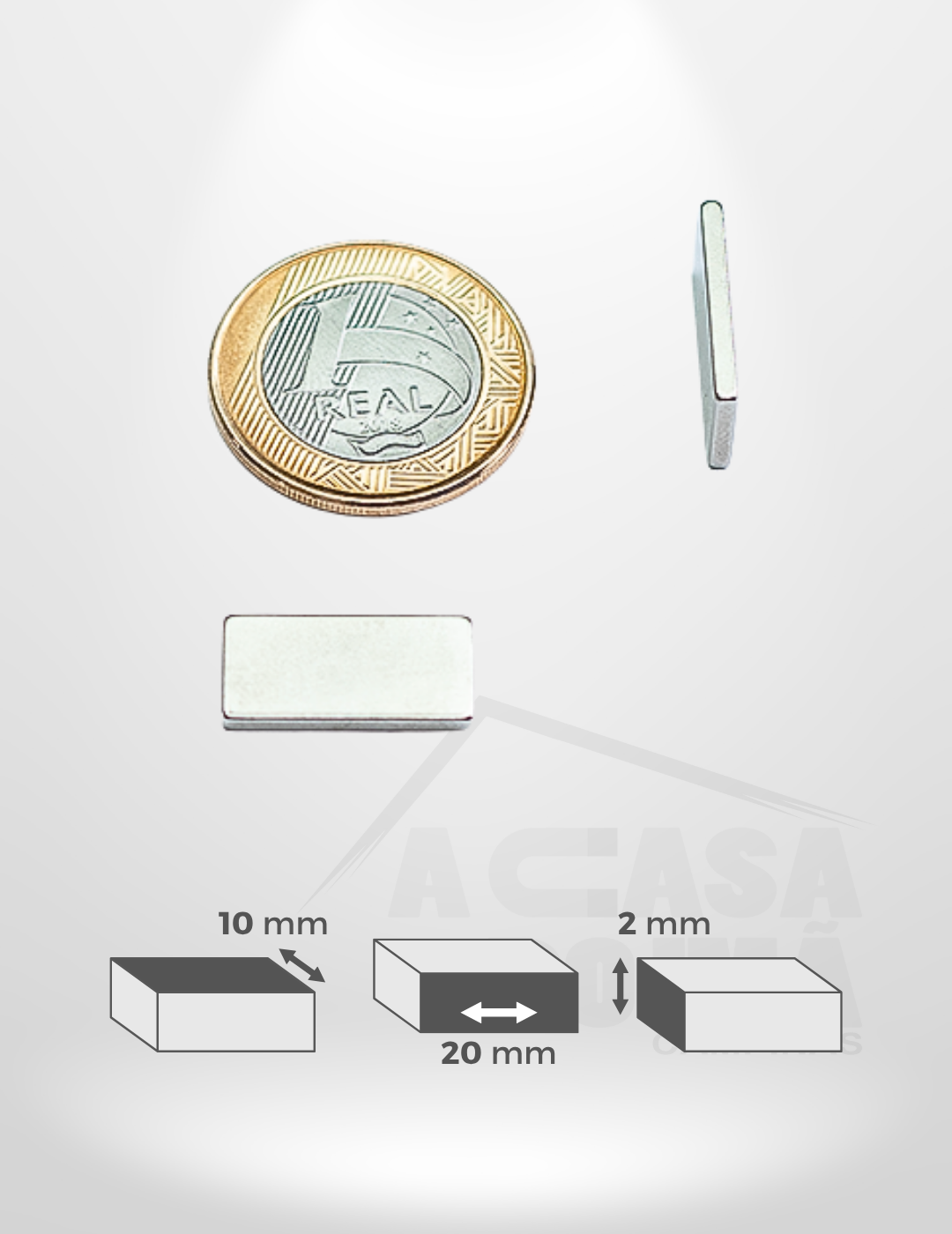Ímã de Neodímio Retangular - 20 x 10 x 2mm