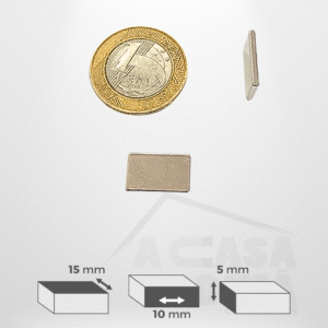 Ímã de Neodímio Retangular - 15 x 10 x 5mm